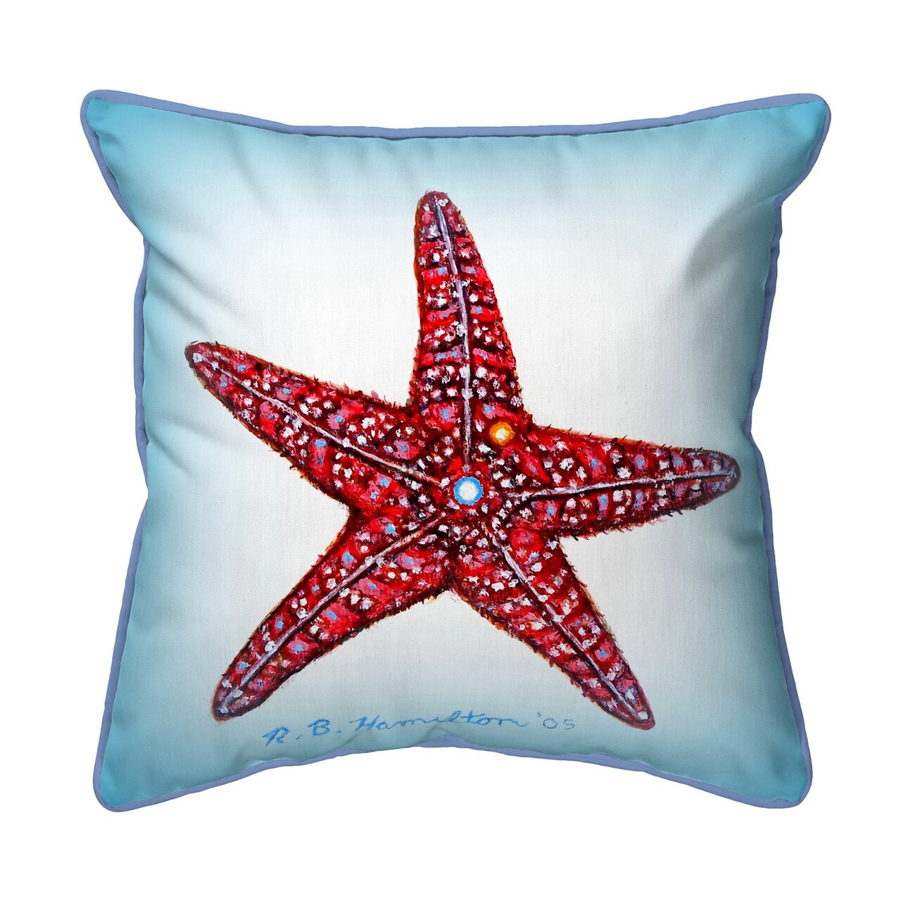 Betsy Drake Starfish 22x22 Extra Large Zippered Indoor/Outdoor Pillow